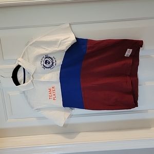 Gap striped team player white blue burgandy polo xxl